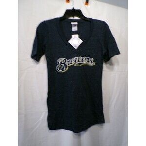 Campus Lifestyle Women's S Brewers V-Neck T-Shirt Navy Script